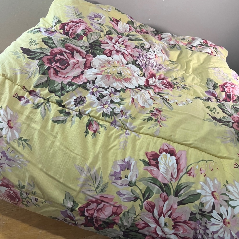 Ralph Lauren Brooke Comforter Full/Queen Yellow Vtg Floral Cottagecore